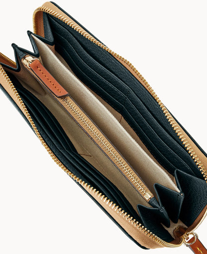 Pebble Grain Large Zip Around Wristlet