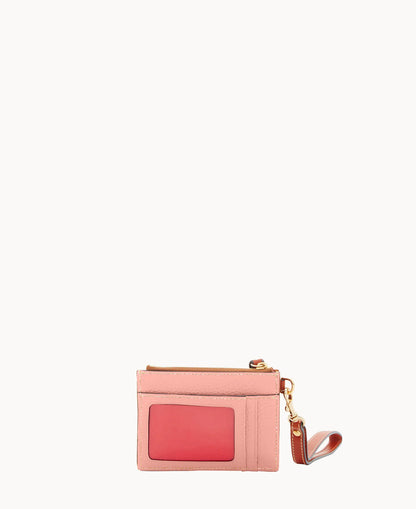 Pebble Grain Zip Top Card Case Wristlet