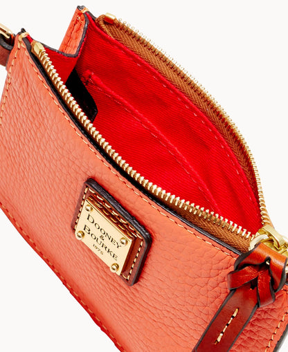 Pebble Grain Zip Top Card Case Wristlet