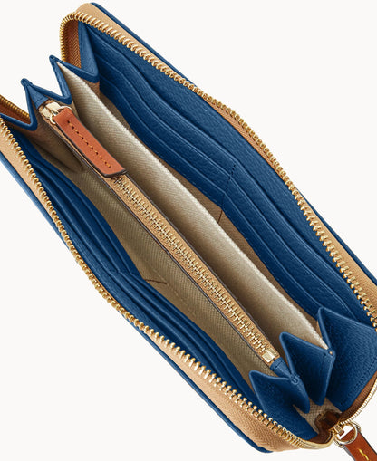 Pebble Grain Large Zip Around Wristlet