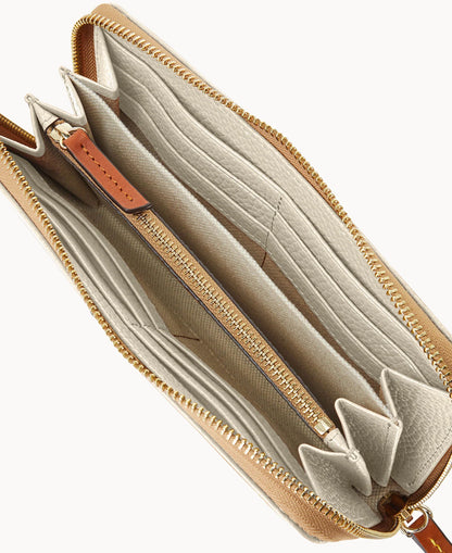 Pebble Grain Large Zip Around Wristlet