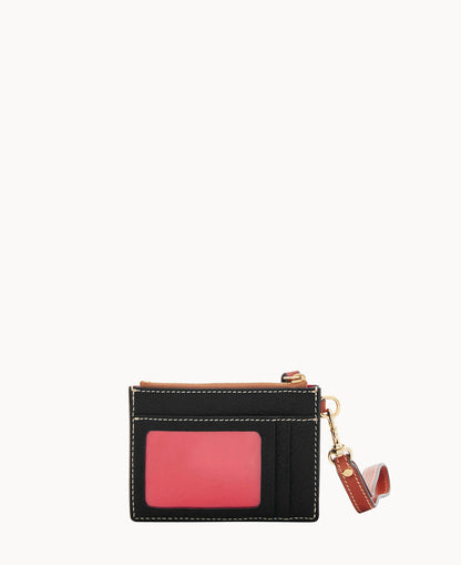 Pebble Grain Zip Top Card Case Wristlet