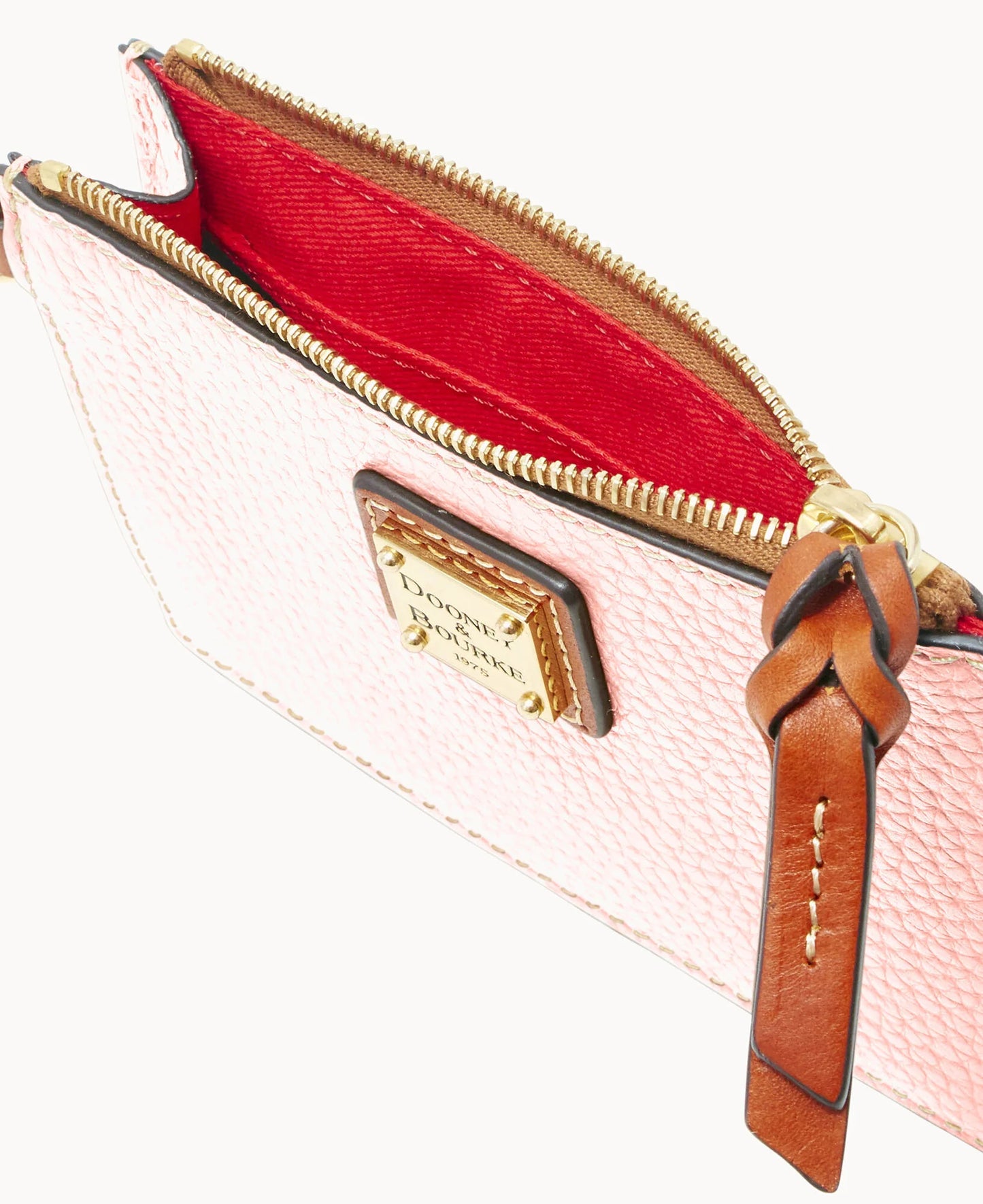 Pebble Grain Zip Top Card Case Wristlet