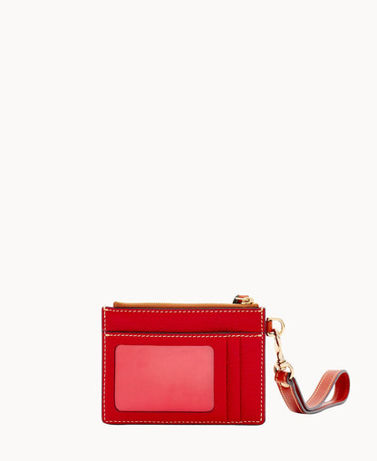 Pebble Grain Zip Top Card Case Wristlet