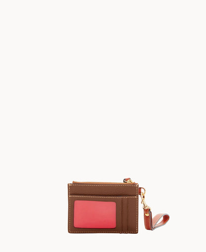 Pebble Grain Zip Top Card Case Wristlet