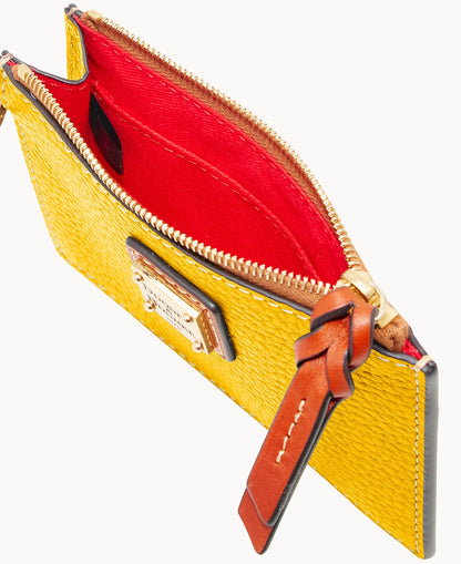 Pebble Grain Zip Top Card Case Wristlet