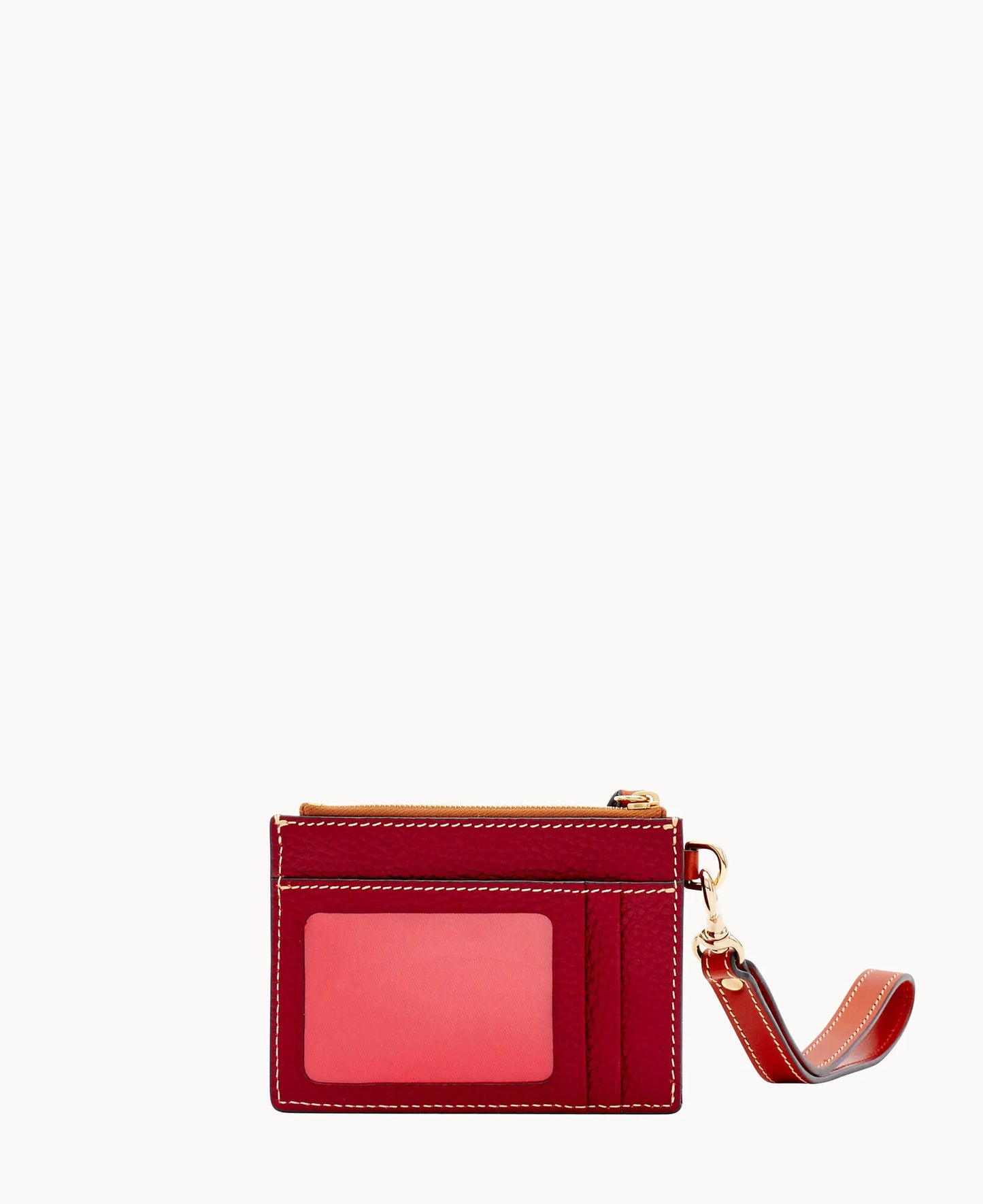 Pebble Grain Zip Top Card Case Wristlet
