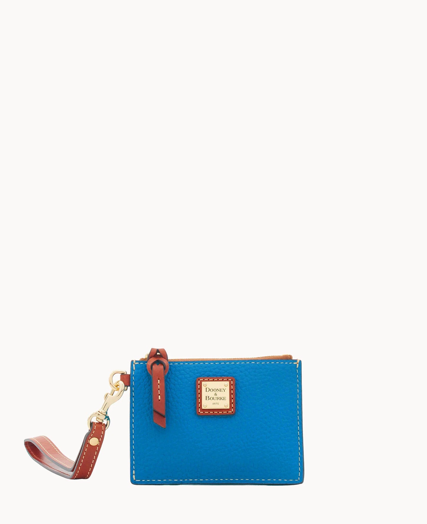 Pebble Grain Zip Top Card Case Wristlet