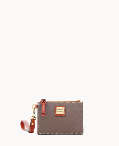 Pebble Grain Zip Top Card Case Wristlet