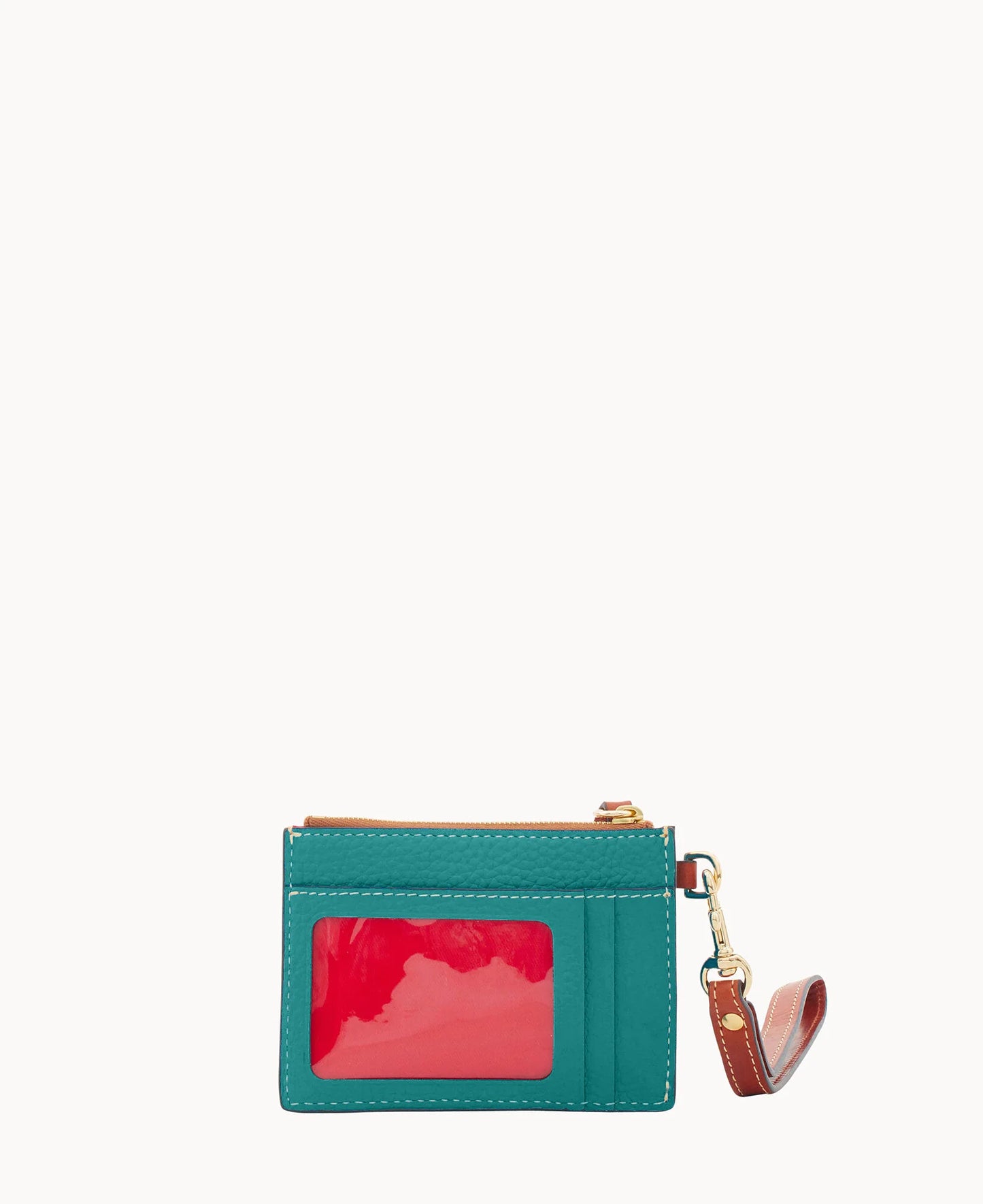 Pebble Grain Zip Top Card Case Wristlet