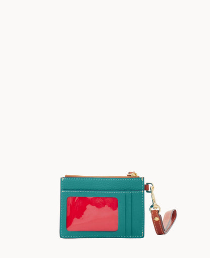 Pebble Grain Zip Top Card Case Wristlet