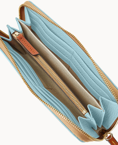 Pebble Grain Large Zip Around Wristlet