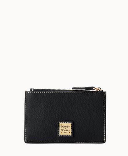 Pebble Grain Zip Credit Card Case