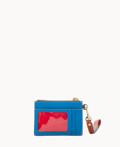 Pebble Grain Zip Top Card Case Wristlet