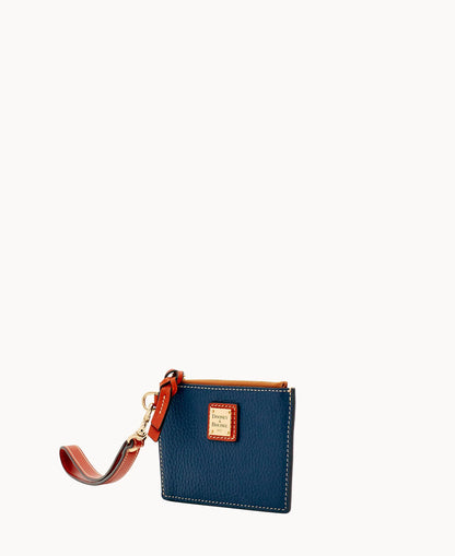 Pebble Grain Zip Top Card Case Wristlet