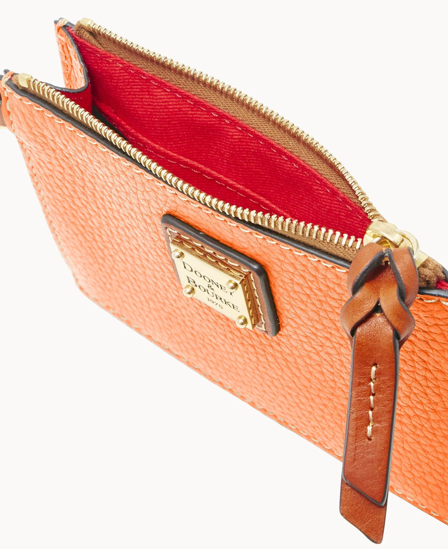 Pebble Grain Zip Top Card Case Wristlet