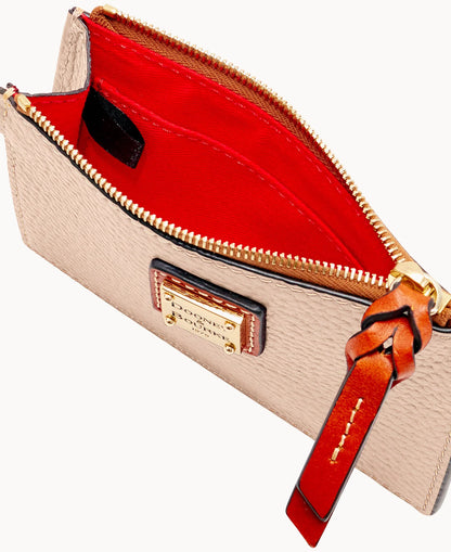 Pebble Grain Zip Top Card Case Wristlet