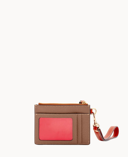 Pebble Grain Zip Top Card Case Wristlet