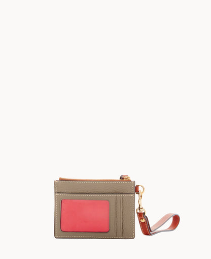 Pebble Grain Zip Top Card Case Wristlet