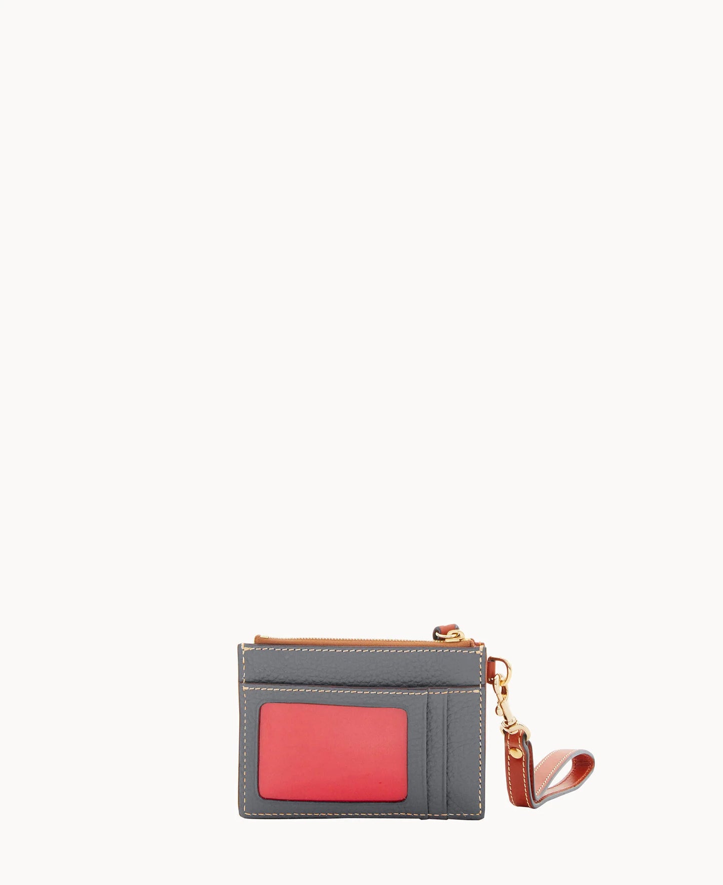 Pebble Grain Zip Top Card Case Wristlet
