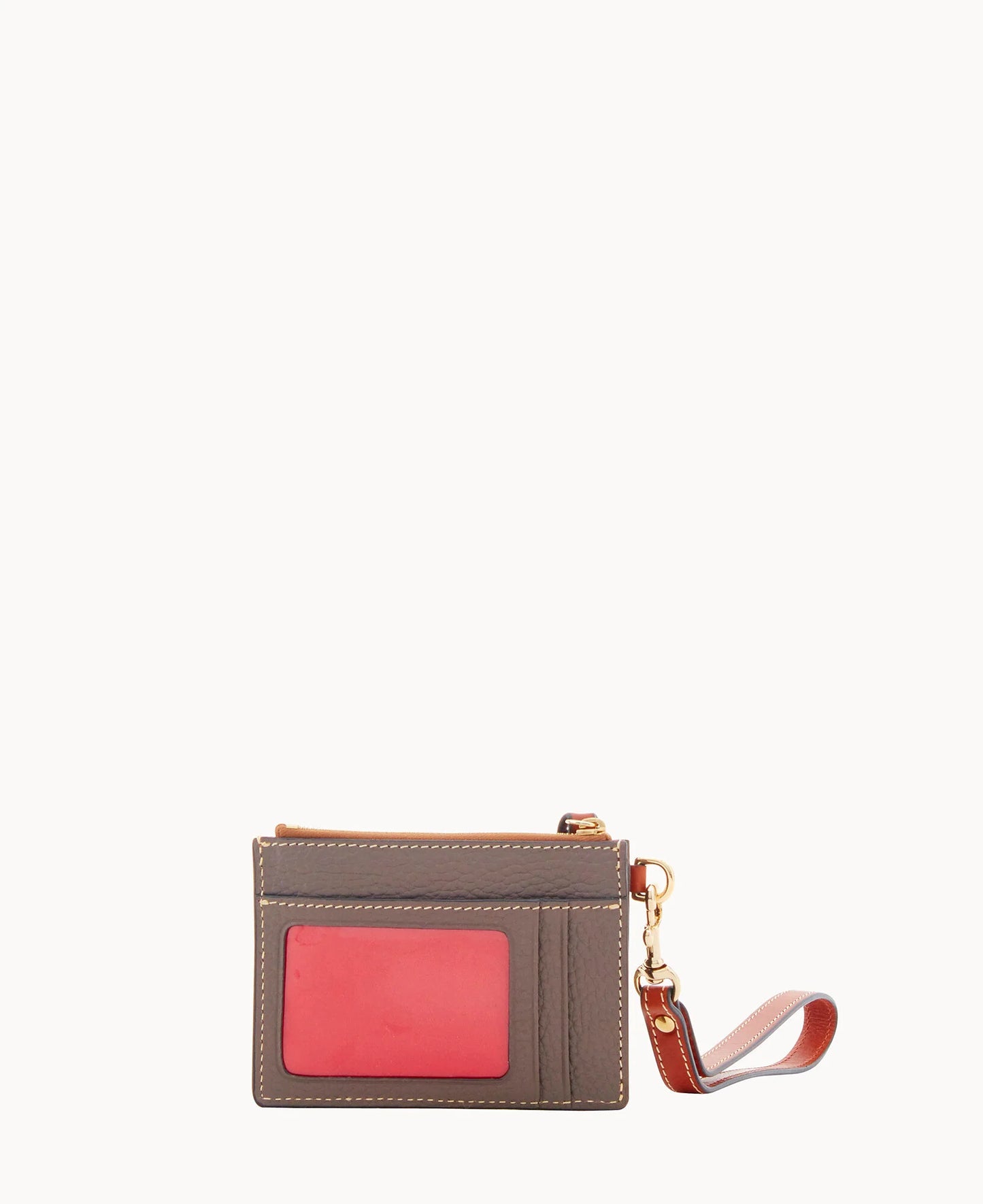 Pebble Grain Zip Top Card Case Wristlet
