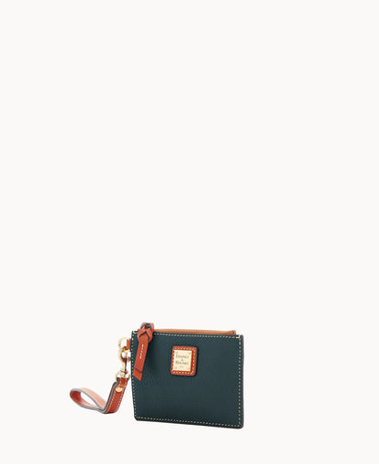 Pebble Grain Zip Top Card Case Wristlet