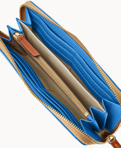 Pebble Grain Large Zip Around Wristlet