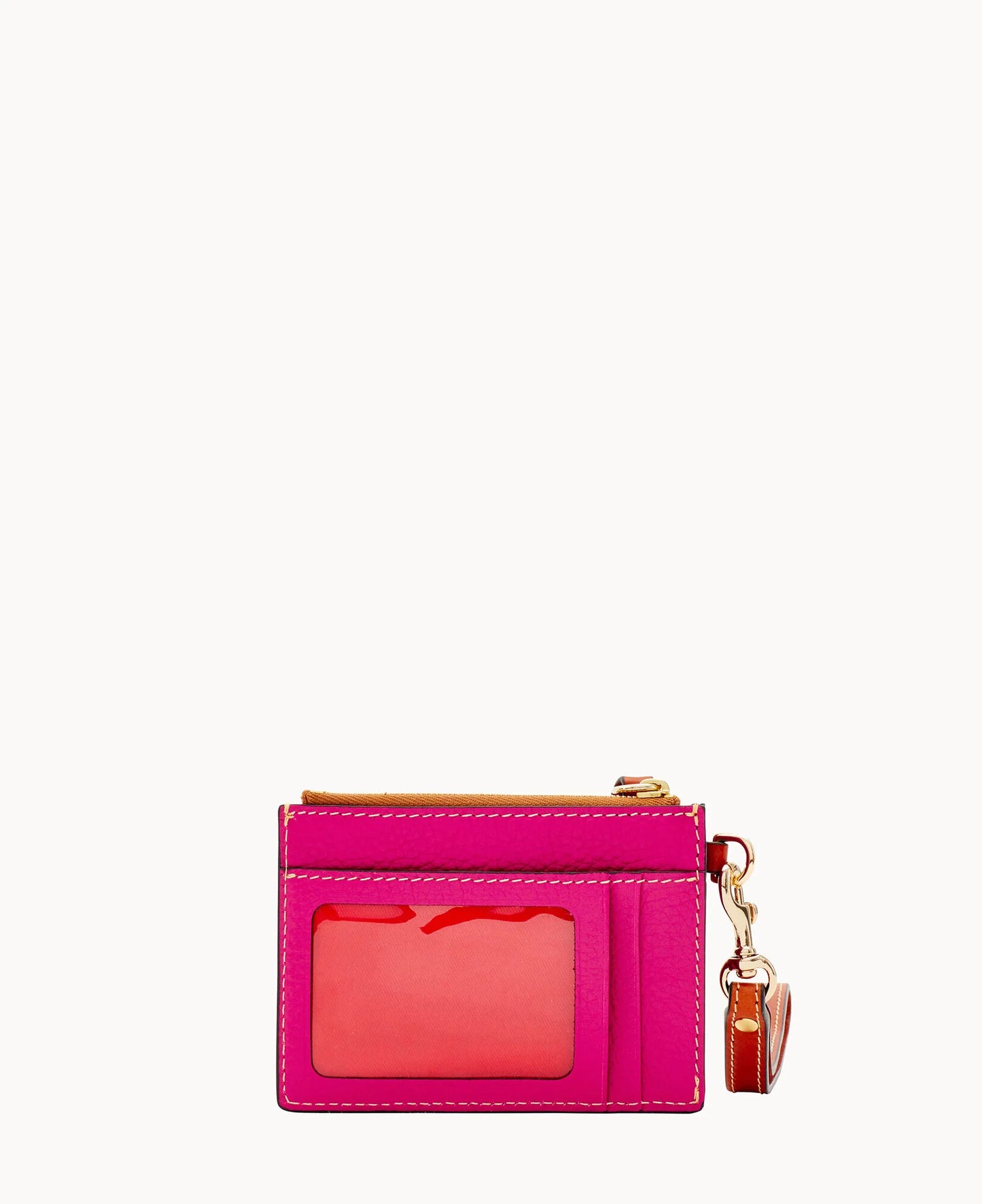 Pebble Grain Zip Top Card Case Wristlet