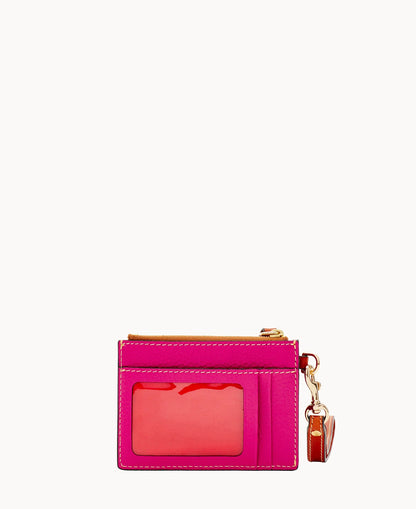Pebble Grain Zip Top Card Case Wristlet