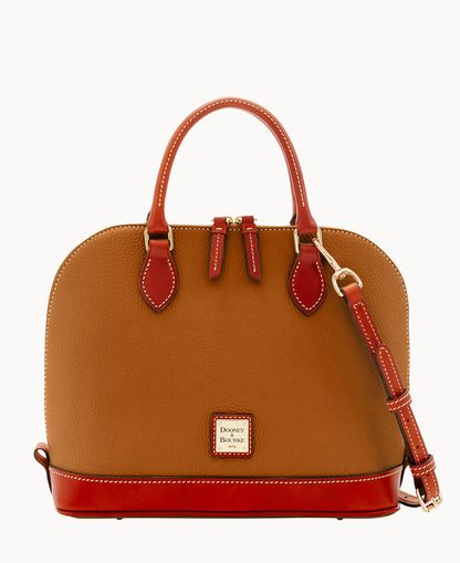 Pebble Grain Zip Zip Satchel