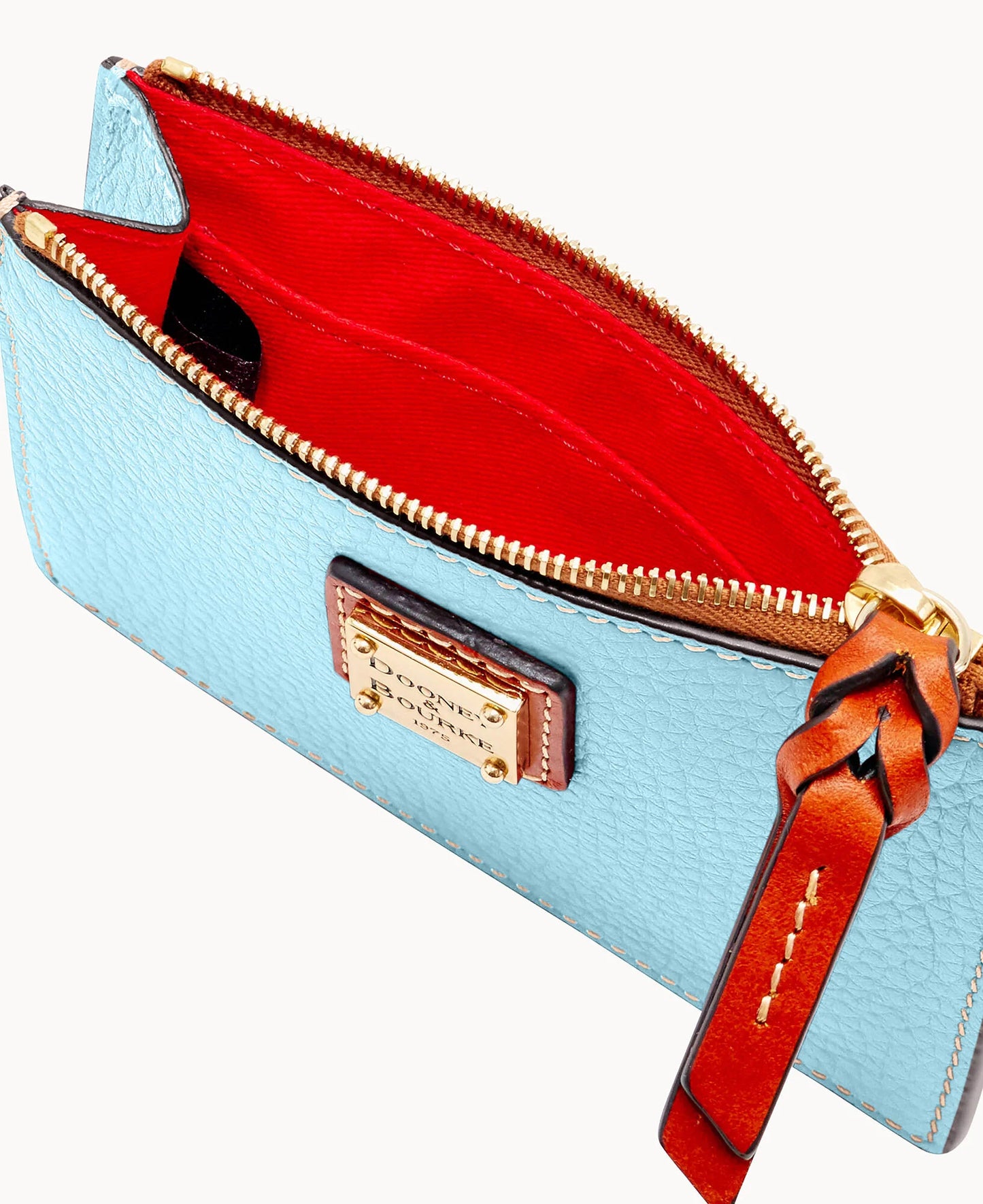 Pebble Grain Zip Top Card Case Wristlet