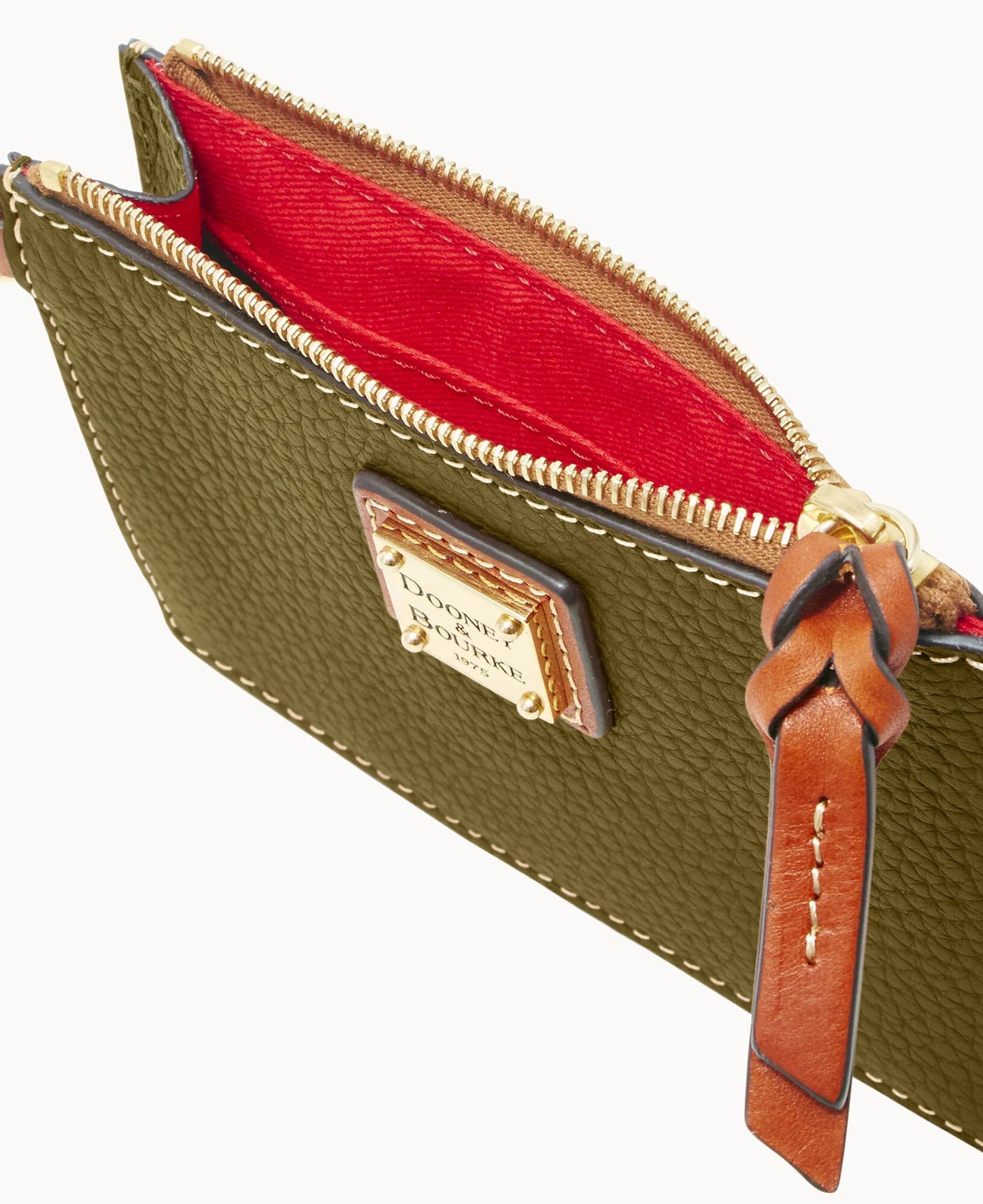 Pebble Grain Zip Top Card Case Wristlet