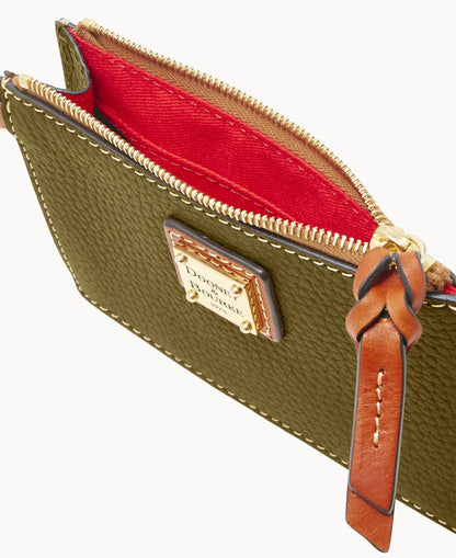 Pebble Grain Zip Top Card Case Wristlet