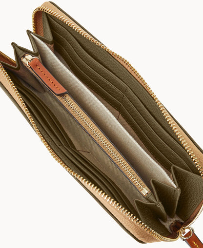Pebble Grain Large Zip Around Wristlet