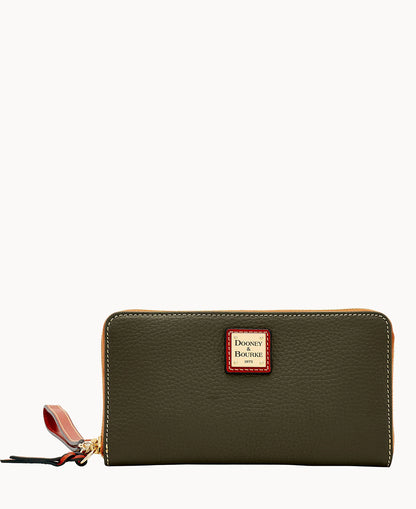 Pebble Grain Large Zip Around Wristlet