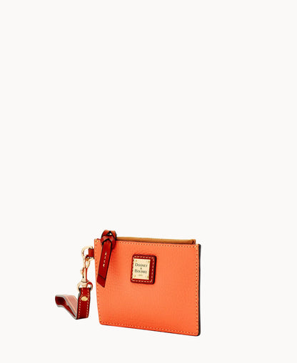 Pebble Grain Zip Top Card Case Wristlet