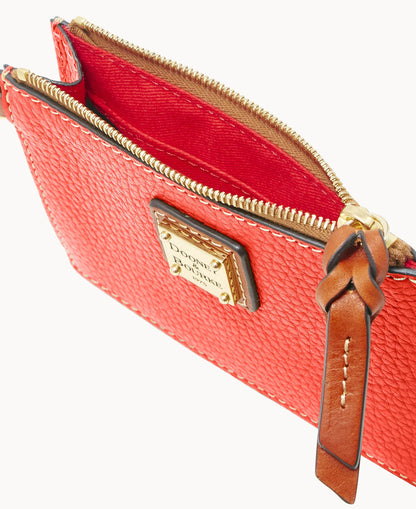 Pebble Grain Zip Top Card Case Wristlet