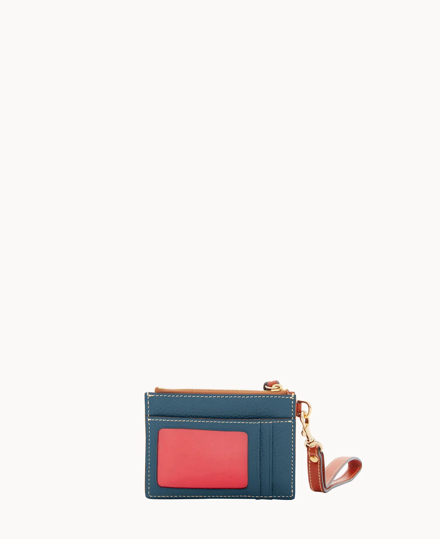 Pebble Grain Zip Top Card Case Wristlet