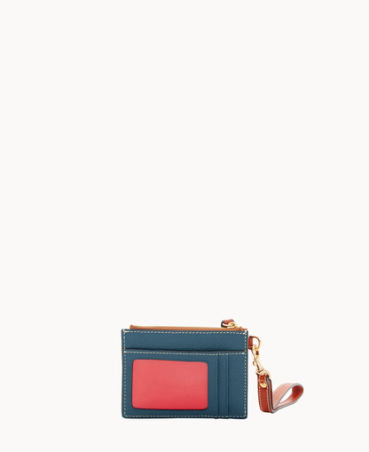 Pebble Grain Zip Top Card Case Wristlet