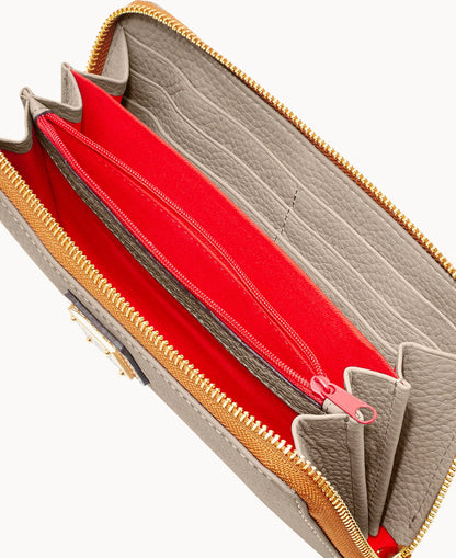 Pebble Grain Large Zip Around Wristlet