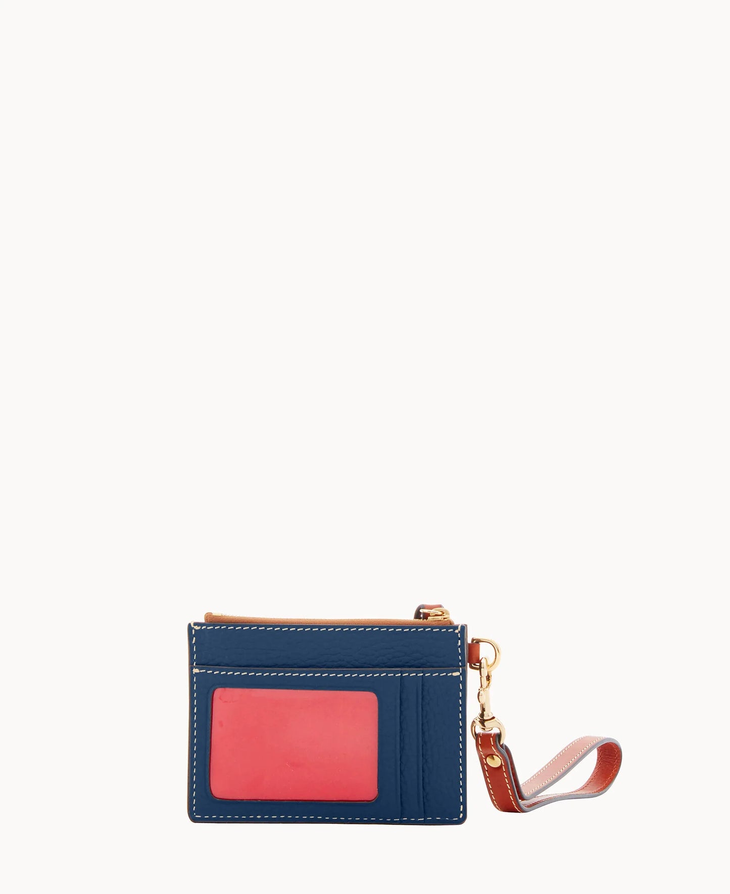 Pebble Grain Zip Top Card Case Wristlet