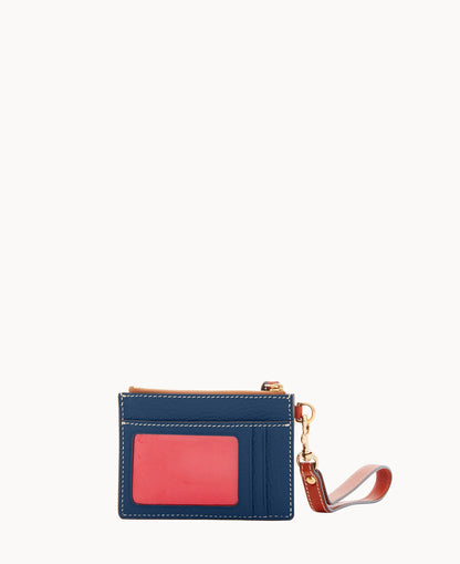 Pebble Grain Zip Top Card Case Wristlet