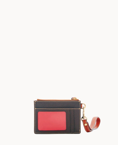 Pebble Grain Zip Top Card Case Wristlet