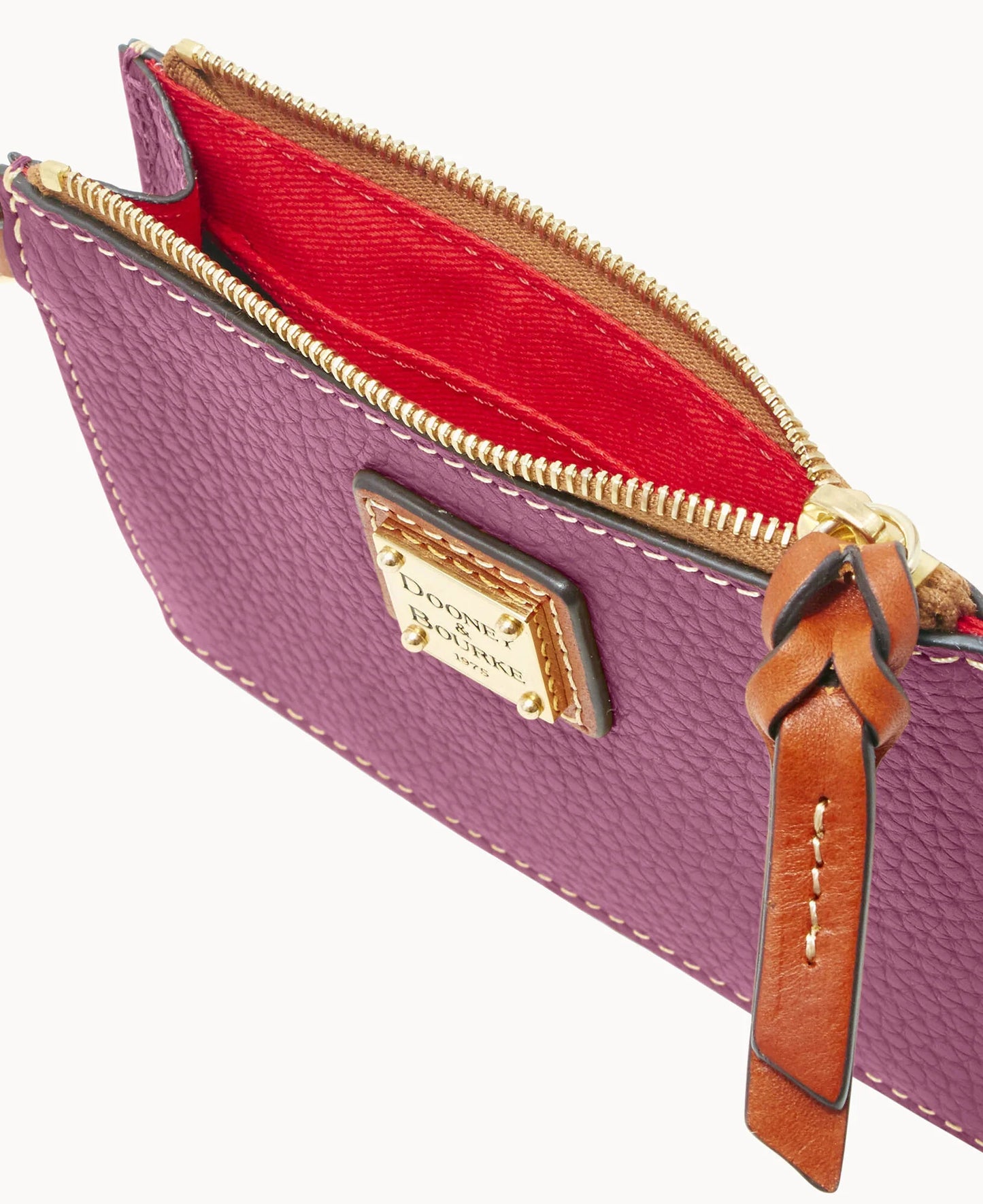 Pebble Grain Zip Top Card Case Wristlet