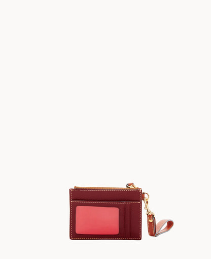 Pebble Grain Zip Top Card Case Wristlet