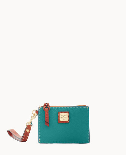 Pebble Grain Zip Top Card Case Wristlet