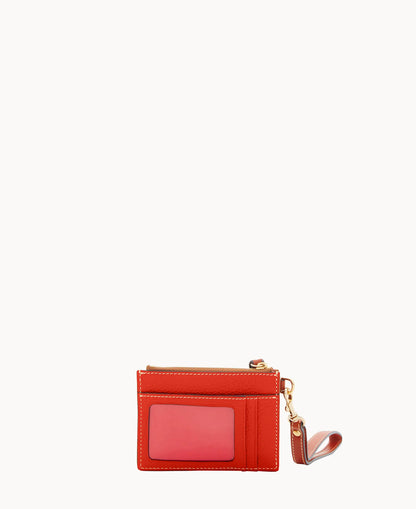Pebble Grain Zip Top Card Case Wristlet