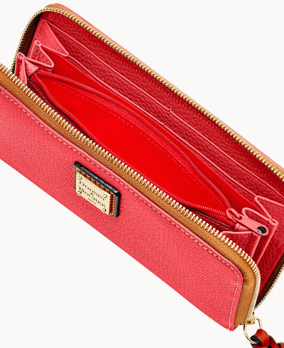 Pebble Grain Large Zip Around Wristlet