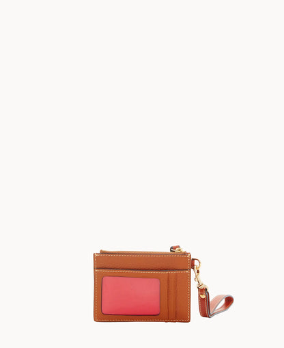 Pebble Grain Zip Top Card Case Wristlet