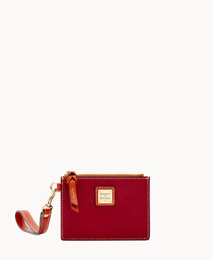Pebble Grain Zip Top Card Case Wristlet